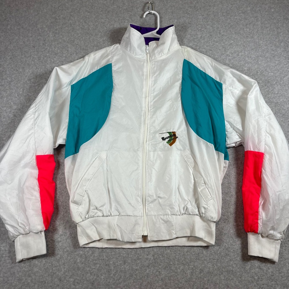 VTG Swingster Windbreaker Jacket Mens Medium White Colorblock Roundup Herbicide